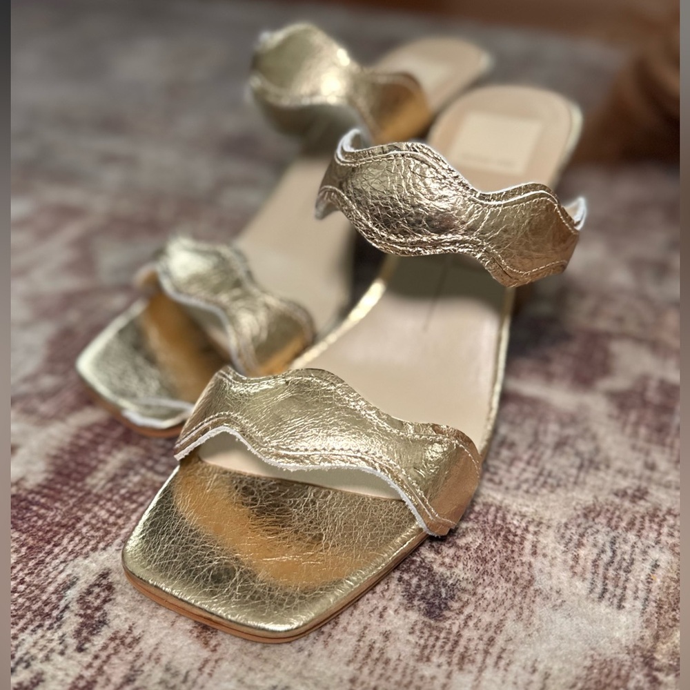 Dolce Vita Metallic Gold 70s inspired Slide Heels